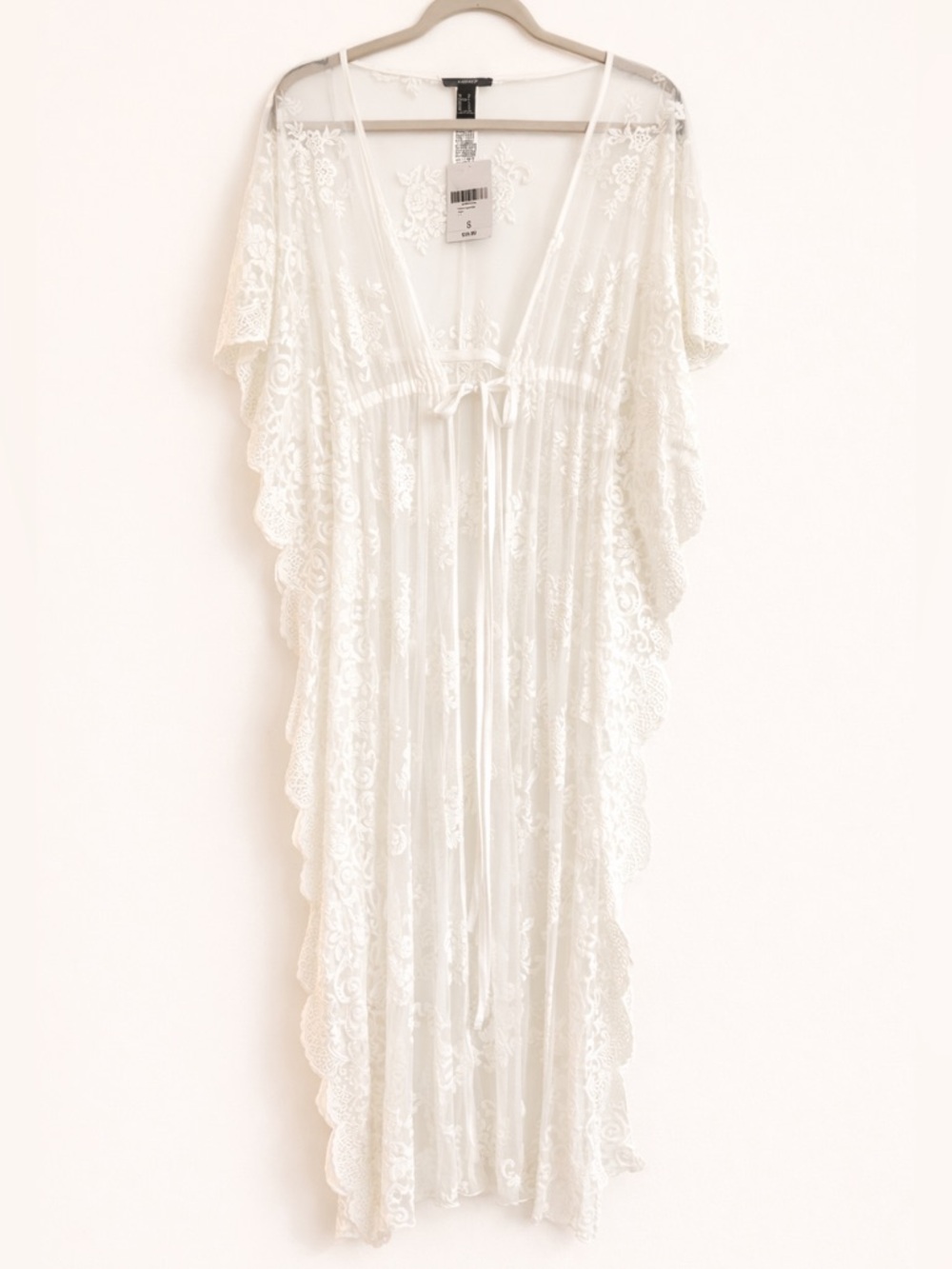 NWT Forever 21 Ivory Lace Kimono Cover-Up – Size Small